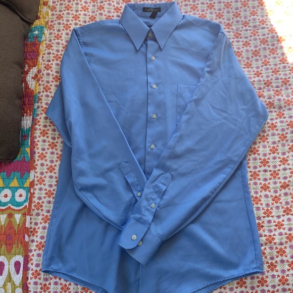 Light Blue Mens Dress Shirt Sz 15.5 Geoffrey Beene - Picture 2 of 4